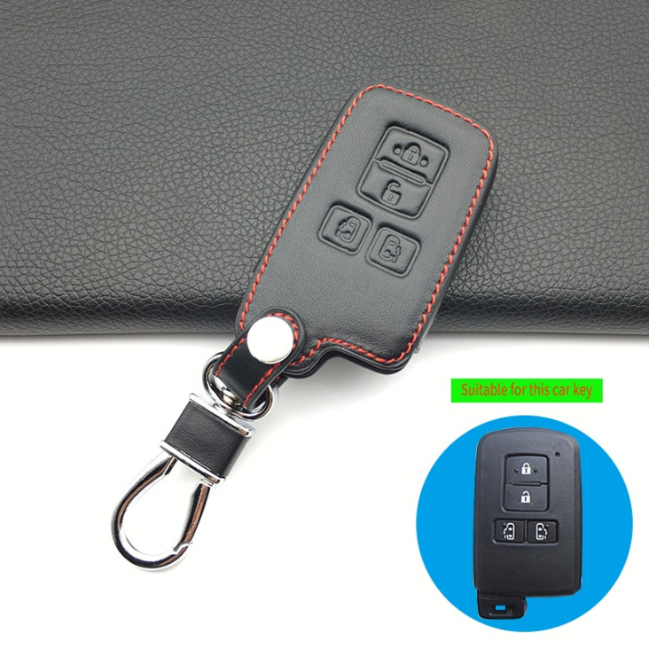 4 Gombok 100% bőr Car Key Case távadó Cover Protect Shell Toyota Sienta Remote Key tok Autó Belső kiegészítők
