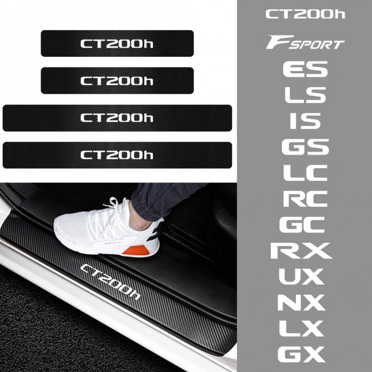 4db Car küszöbléceket Küszöbborítások Plate Protector matrica Carbon Fiber Matrica Lexus CT200h F Sport ES LS IS GS LC RC GC RX UX NX LX GX