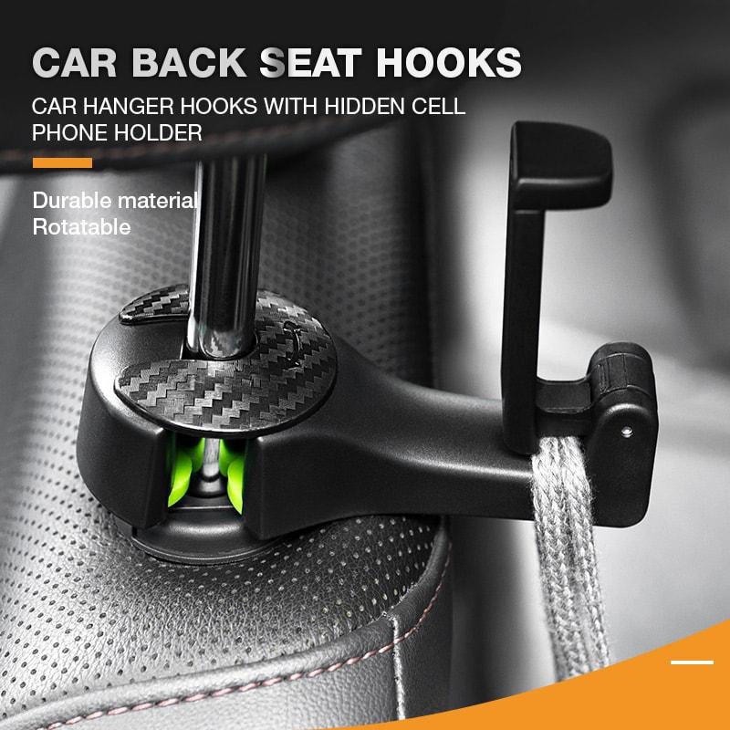 Vissza Hook 2 az 1-ben autós fejtámasz Hook Phone Holder üléstámla akasztó táska pénztárca Élelmiszer Szövet Foldble klipeket Organiz