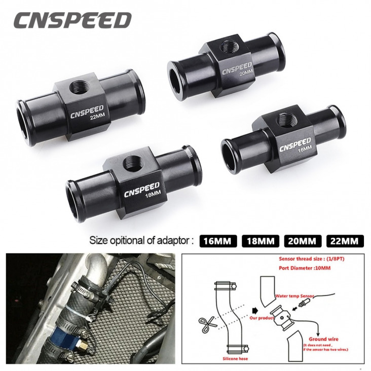 Cnpseed 1/8 NPT csőadapter vízhőmérséklet együttes Pipe érzékelő Black Water Temp Gauge radiátor hőmérséklet 16MM 18MM 20MM 22mm