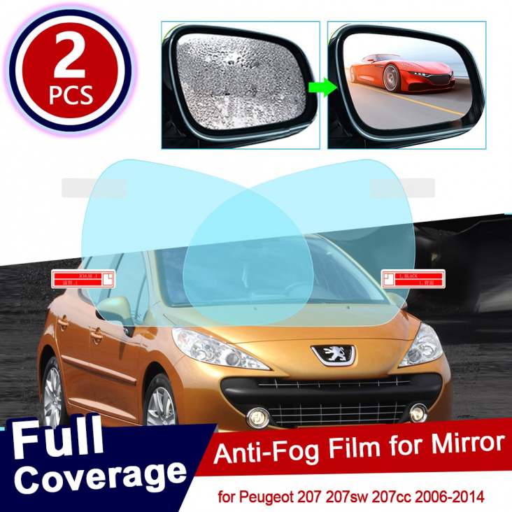 Peugeot 207 207sw 207cc 2006 ~ 2014 Full Cover Anti Fog Film visszapillantó tükör kiegészítők 2007 2008 2009 2010 2011 2012 2013