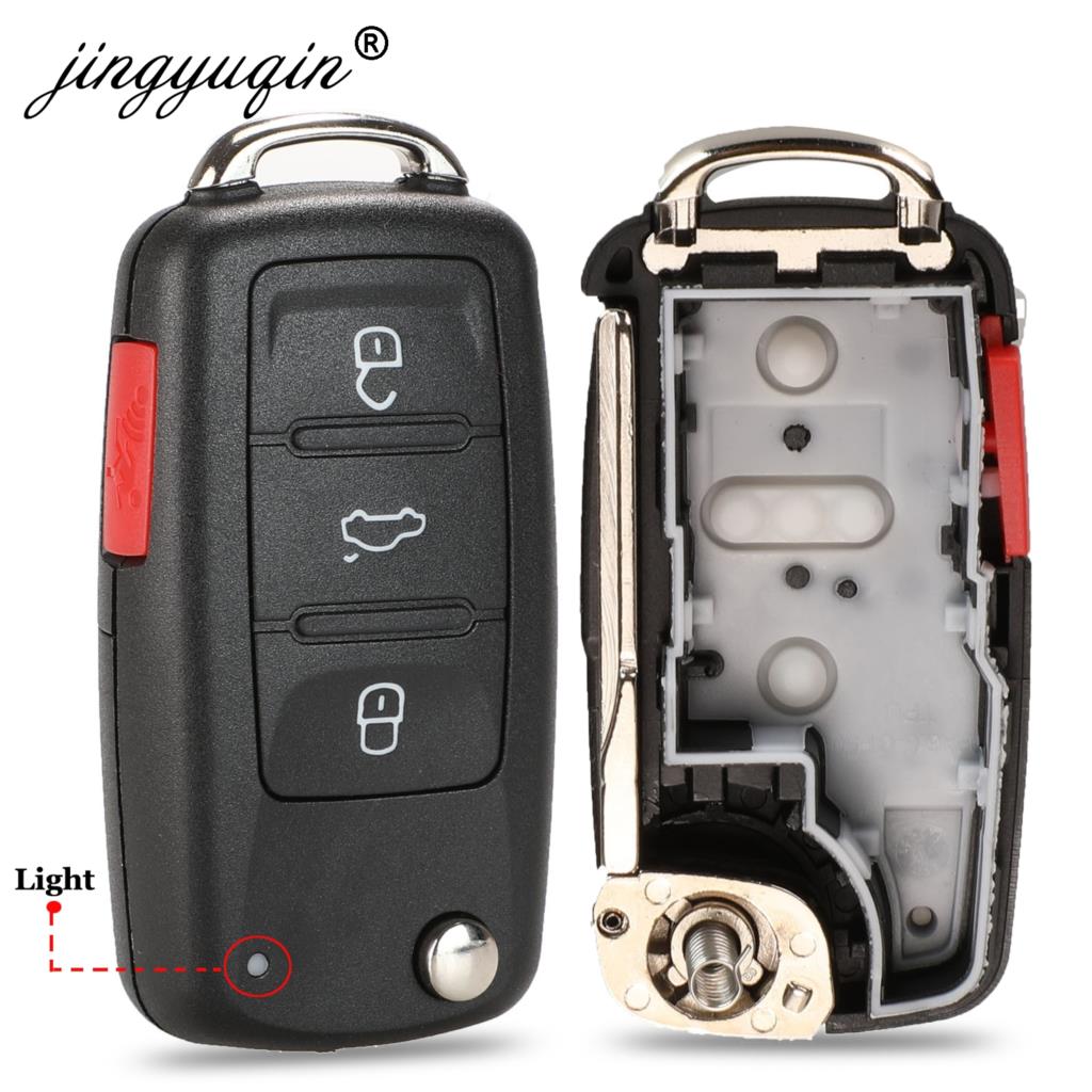 jingyuqin 4 Gombok 020AD Remote Key Shell Case Fit for VW Caddy Eos Golf Jetta Beetle Polo Up Tiguan Touran 5K0837202AD
