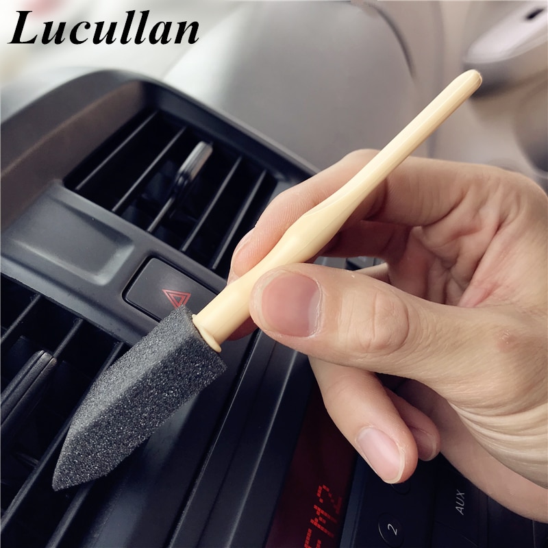 Lucullan Brand műanyag fogantyúval Mini Automotive Légkondicionáló Vent Brush Car Grille Cleaner autókozmetika műanyag szivacs ecsettel
