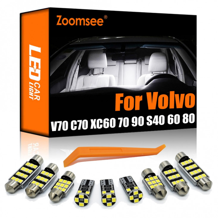 Zoomsee A Volvo V70 V50 V60 XC60 70 90 C30 C70 S40 S60 S70 S80 S90 Canbus Jármű LED-es belső fedett kupola olvasólámpa szett