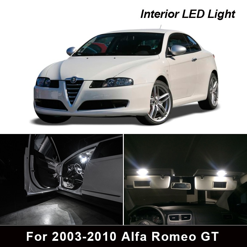7db Canbus hibamentes LED izzó belülről Dome térkép Trunk Kesztyűtartó világítás készlet 2003-2010 Alfa Romeo GT