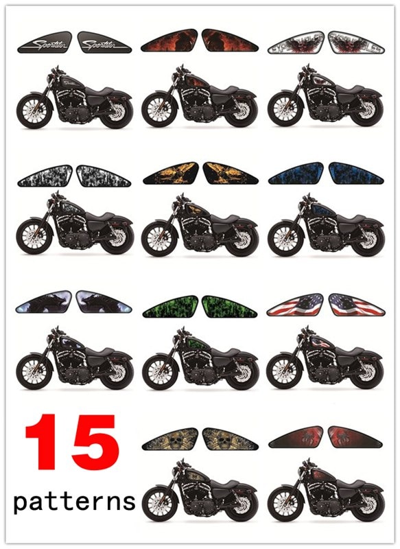 Motorkerékpár-üzemanyagtartály matrica 3D matrica Harley Sportster XL 883 1200 48 72 Cafe Racer Street Tracker Bobber Scrambler Chopper