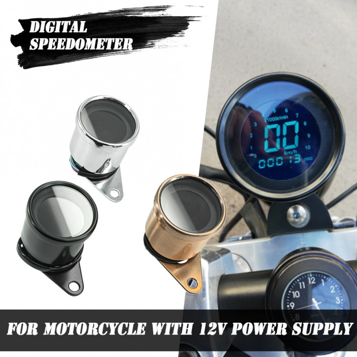 Motorkerékpár Sebességmérő Retro LCD-számláló Cafe Racer fordulatszámmérő mutatója Scooter ATV Meter Universal Motorkerékpár Digitális 12V