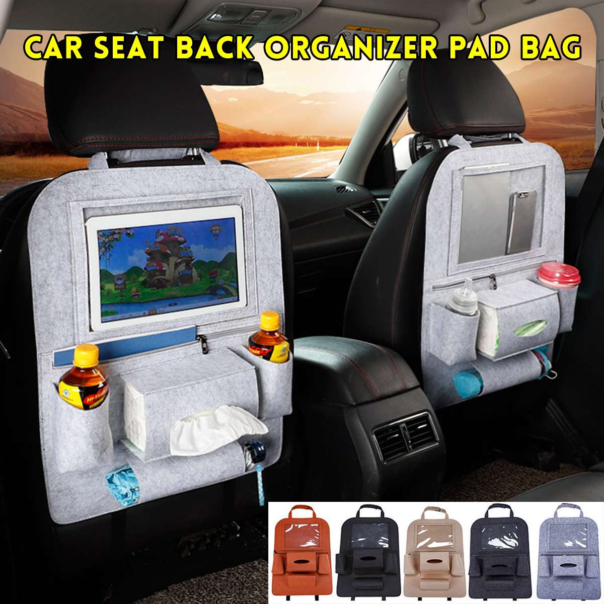 1db autó hátsó ülés Szervező Multi-Pocket érezte Storage Bag Tablet autós tartó többfunkciós jármű Storage Bag autós kiegészítők