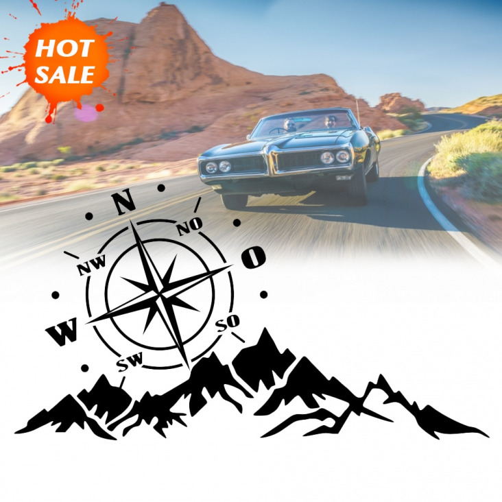 35 * 65cm Vinyl Autó matricák és matricák hegység Compass navigációt matrica Jármű motorháztető Karosszéria matrica kiegészítők