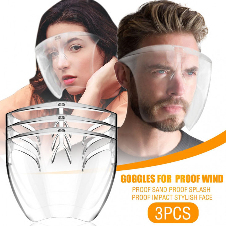 3db Férfiak Nők Proof Wind Proof Sand Proof Splash Face ütközésvédőben átlátható szélálló Outdoor védő maszk maszk