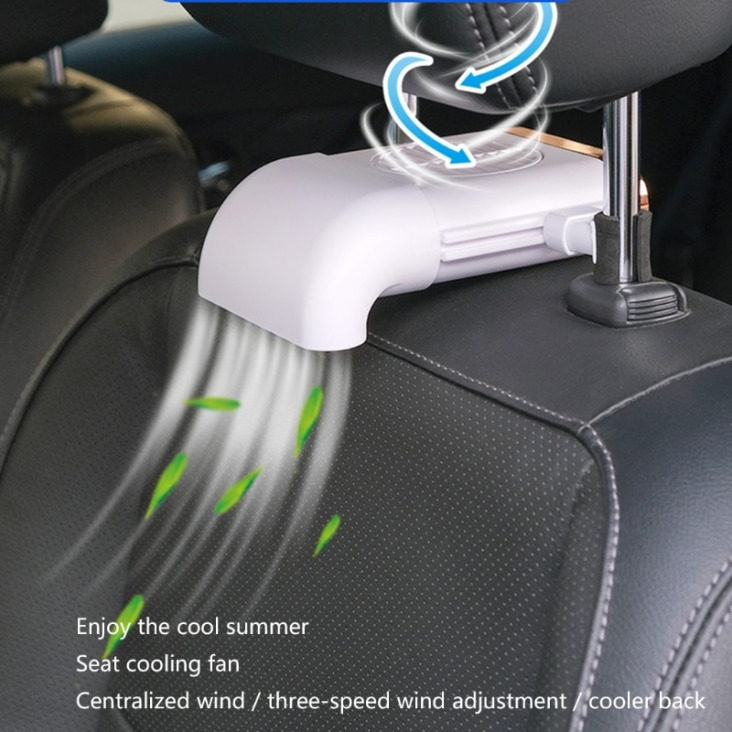 Car Hátsó ülés Mini USB Fan Összecsukható Silent Fan Három fokozatú szélsebesség Adjustable Car Cooler Air hűtőventilátor J60F