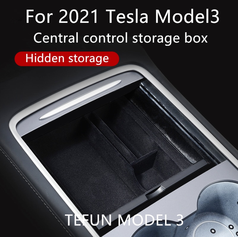 Autó MAL Storage Box 2021 Tesla Model 3 középkonzol Flocking Szervező konténerek Autós kiegészítők