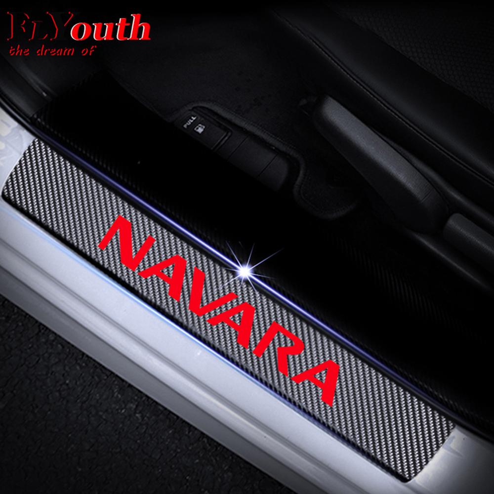 Autó küszöbléceket Küszöbborítások Plate A Nissan Navara 4D Carbon Fiber matrica Üdvözöljük pedál Threshold Auto kiegészítők 4db
