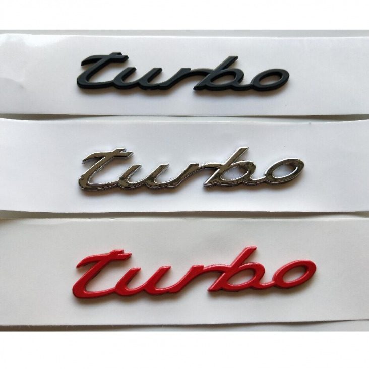 Chrome Black Red Letters "turbo" szavak autó csomagtartó fedelek Lip Front Badge Emblem emblémák jelvények Matrica Matrica