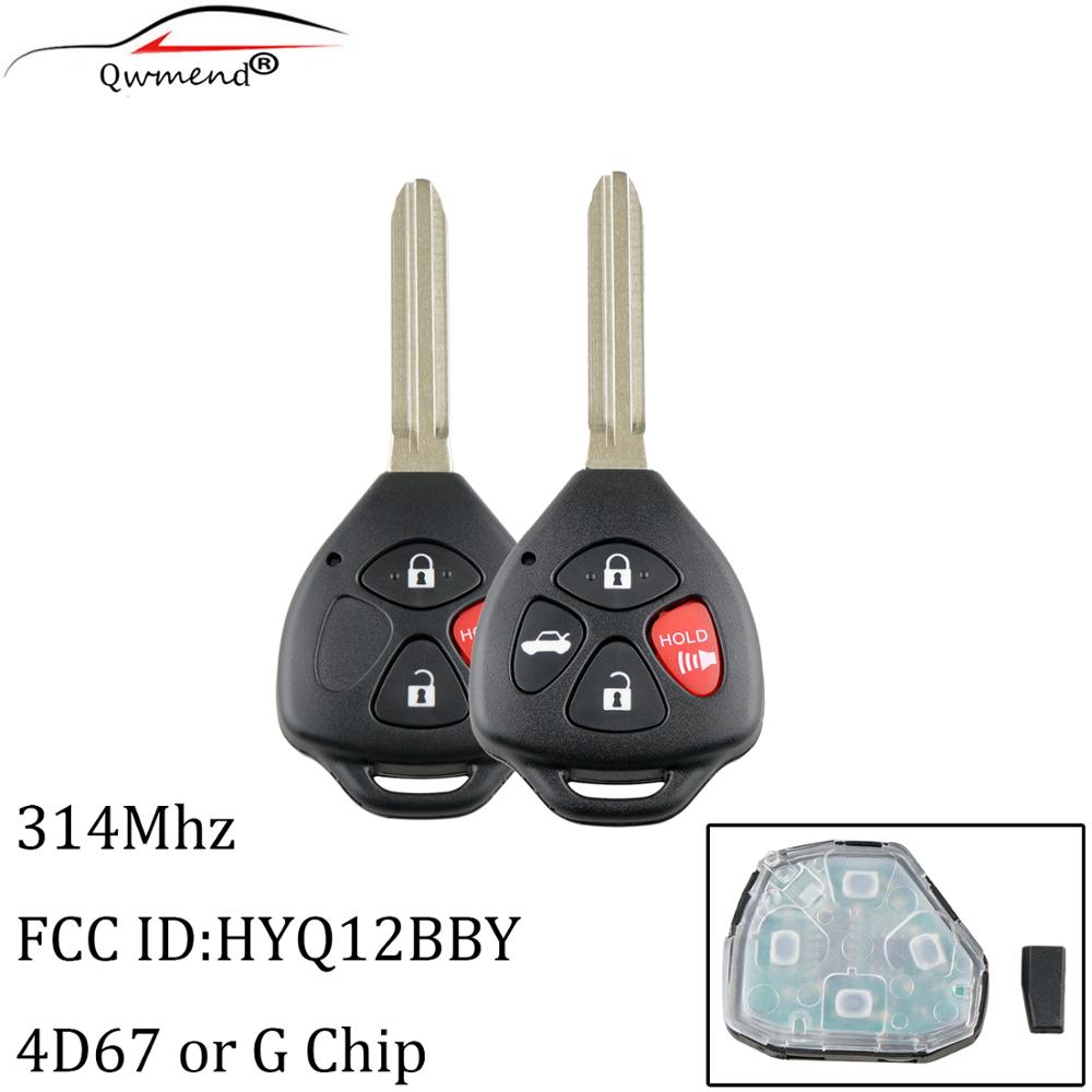 QWMEND 3Button 4Button Car Remote Key Toyota Camry Corolla Avalon Matrix RAV4 Venza Yaris HyQ12BBY 314,4 Mhz ID67 vagy G Chip
