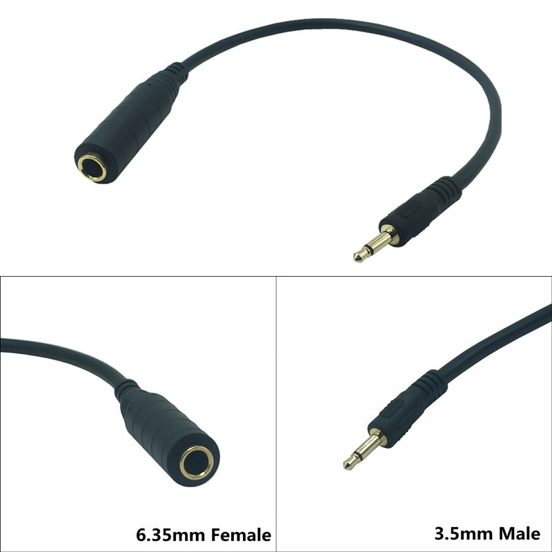 0,3 Mono 6.35 Nő 3,5 Férfi audio kábel 3,5 mm-es 6,35 TS Mono audio vonal 3.5 6.35 TS Mono Aduio kábel vonal Cord Banki 6,35