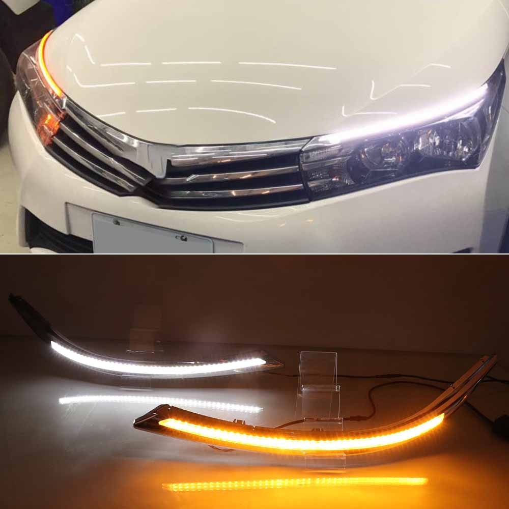 1 pár LED DRL fényszóró szemöldök nappali menetjelző folyó dinamikus irányjelző A Toyota Corolla 2015-2019