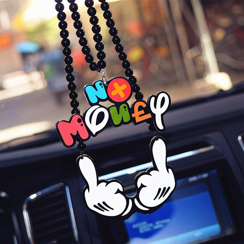 Autó Medál viccel kétkezes középső ujj visszapillantó tükör Hanging Charm Hip Hop JDM díszek Színes Nincs pénz Badge Auto dekoráció
