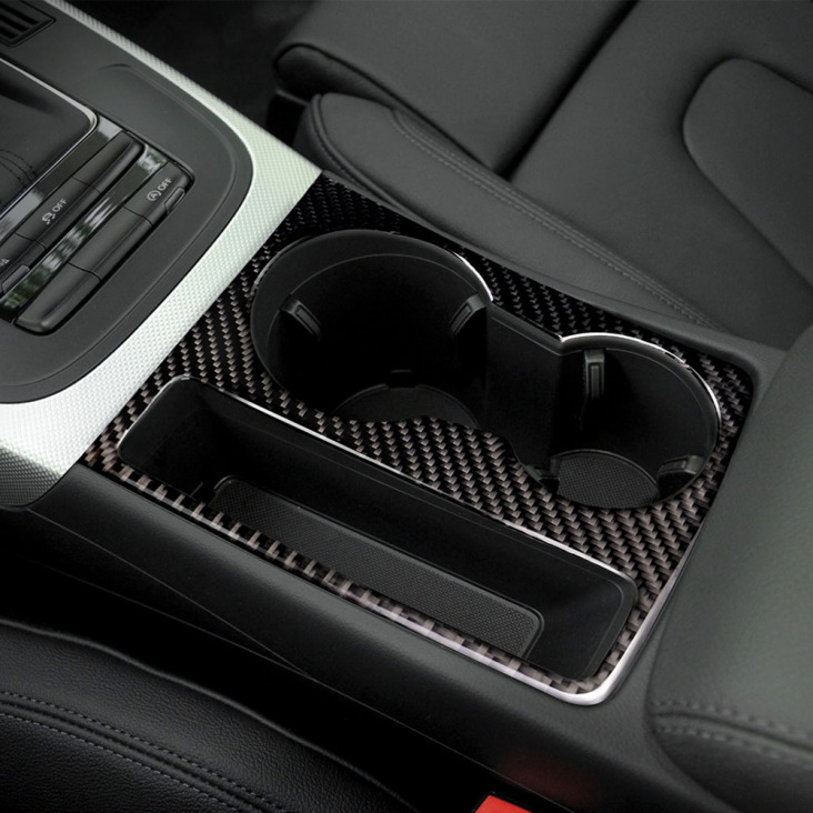 Carbon Fiber Edzett Pohártartó dekoratív keret matrica Cover Matrica fedél Fit for Audi A5 A4 B8 2009-2015 Car Styling kiegészítők