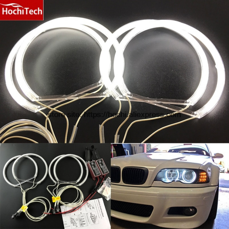 HochiTech CCFL Angel Eyes Kit meleg fehér Halo Ring 131mm * 4 A BMW E36 E38 E39 E46 (eredeti projektor)