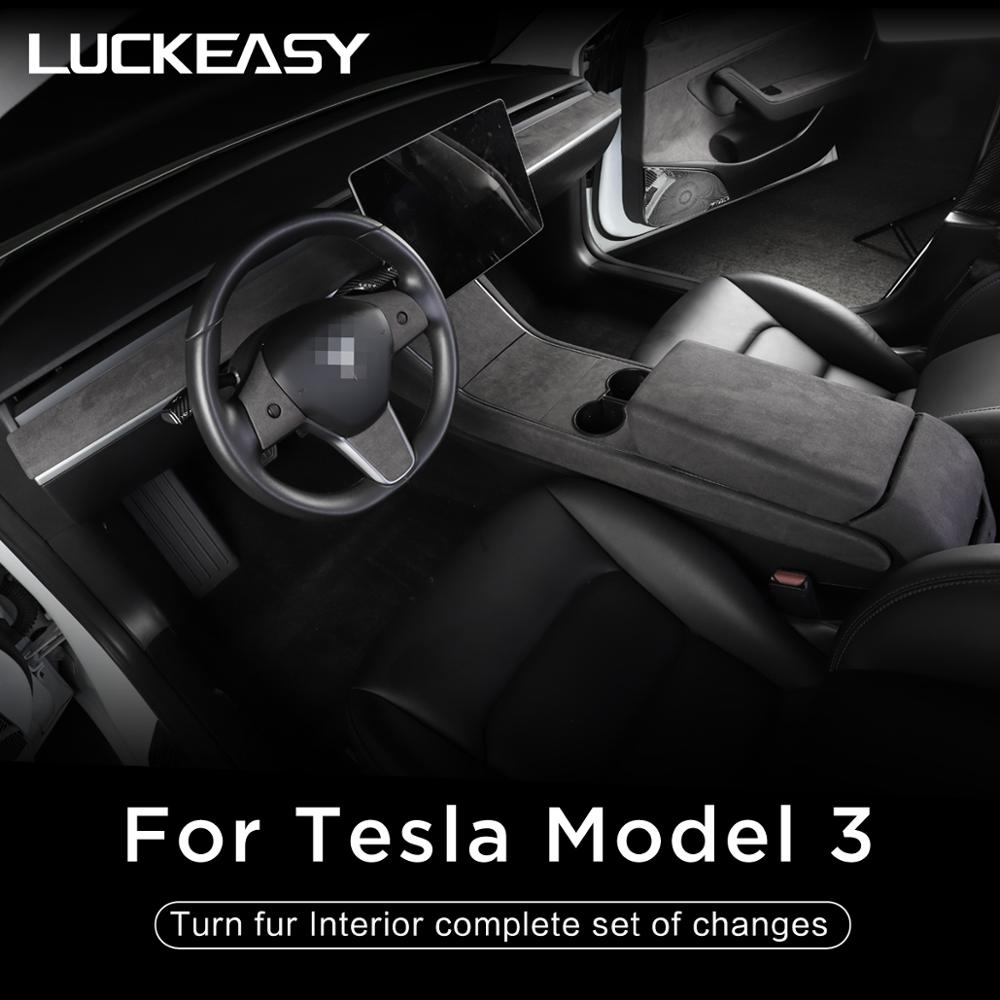 LUCKEASY belső patch Tesla Model 3 2017-2020 Turn fur belső teljes körű alakítsa át (szürke)
