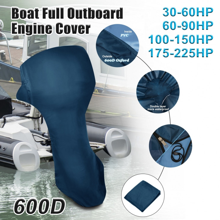 X Autohaux 30-225HP Boat Teljes Motor Cover Vízálló 600D Oxford szövet PVC csónakmotor Protector