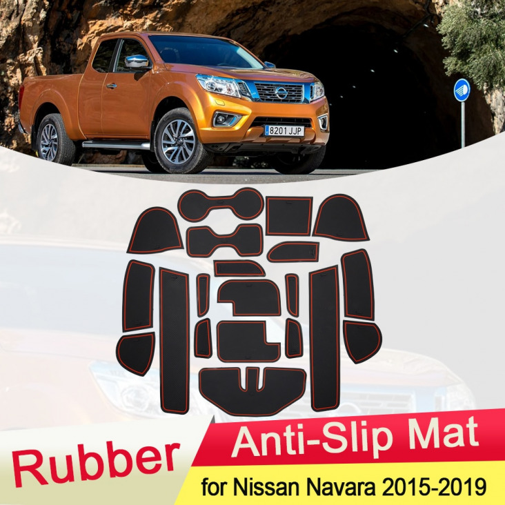 Nissan Navara D23 NP300 2015 2016 2017 2018 2019 Gumi csúszásgátló szőnyeg ajtó Groove jutott Phone Pad Kapu Slot Car kiegészítők