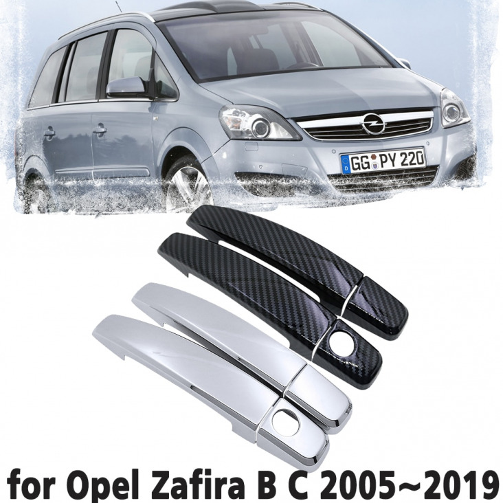 Fekete Carbon Fiber fogantyú vagy a Chrome oldalajtó külső takaró szett Opel Zafira B C 2005 ~ 2019 autós kiegészítők Matricák 2006 2007