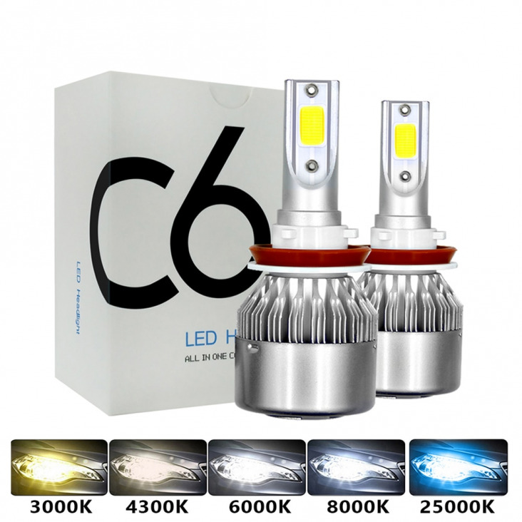 C6 H1 H3 Led fényszórókban H7 LED izzók H4 880 H11 HB3 9005 HB4 9006 H13 6000K 72W 12V 8000LM Auto Fényszóró