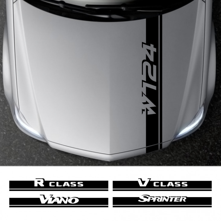 Autó Hood matrica Mercedes Benz W124 W203 W204 Citan SPRINTER VITO VIANO R CLASS V CLASS Auto kiegészítők Vinyl Bonnet matrica