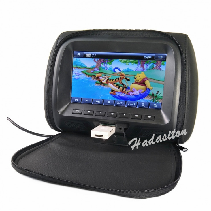 Universal 7" érintőképernyő Autó fejtámla monitor MP5 lejátszó Párna monitor támogatása AV / USB / SD bemenet / FM / Hangszóró / fejhallgató / Bluetooth