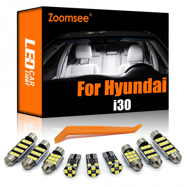 Zoomsee Belső LED A Hyundai i30 FD GD PD PDE PDEN 2007 és 2020 Canbus Jármű Beltéri Dome Térkép Reading Trunk Fény Auto Kit