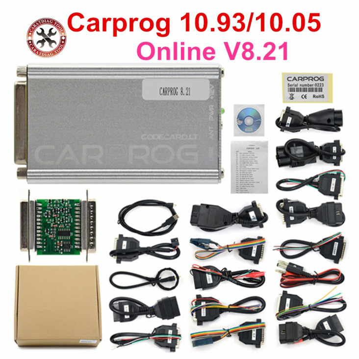 Carprog V10.0.5 CarProg V10.93 10,05 ECU Chip Tuning Car Repair Tool Carprog V8.21 Online Car prog (21 db-adapterek)