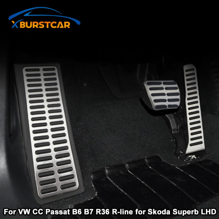 Xburstcar Stainless Steel AT MT Car pedál a Volkswagen VW CC Passat B6 B7 R36 R-line Skoda Superb LHD Auto pedál Cover
