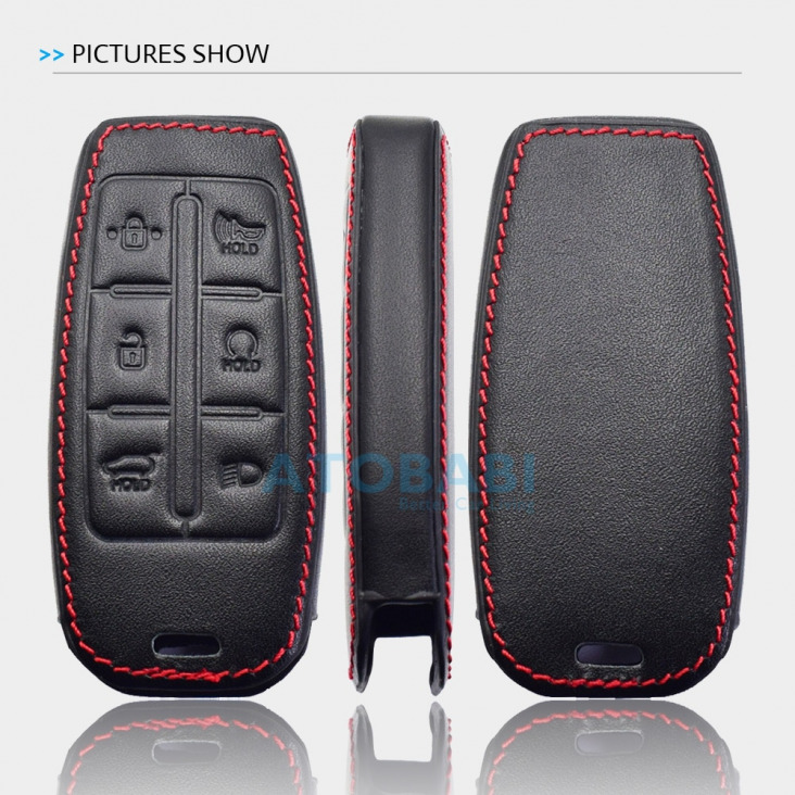 Bőr Car Key Cover A Hyundai Genesis G80 GV80 2019 2020 6 8 Gombok kulcstartó tulajdonosa intelligens távirányító FOB Protector Case
