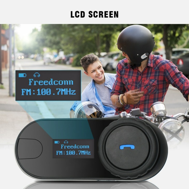 Kebidu Frissített Tcom-Sc Bt Bluetooth Az Összes Motorkerékpár-Sisak Intercom Intercom Fejhallgatójához Lcd Képernyő Fm Rádióval