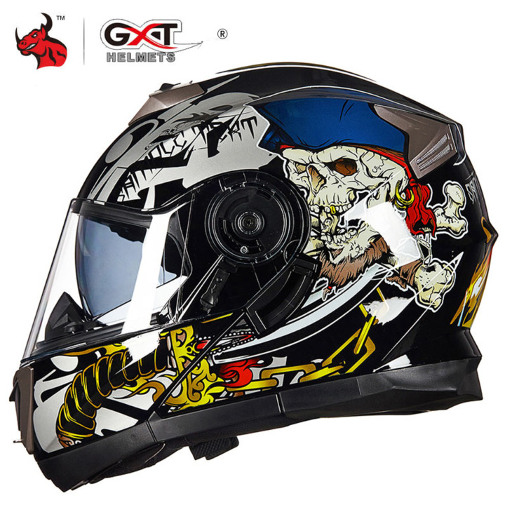 Gxt Motorkerékpár -Sisak Verseny Moduláris Kettős Lencse Motocross Moto Sisak Teljes Arcú Sisakok Felforgatja A Casco Moto Capacete Casque Black -T