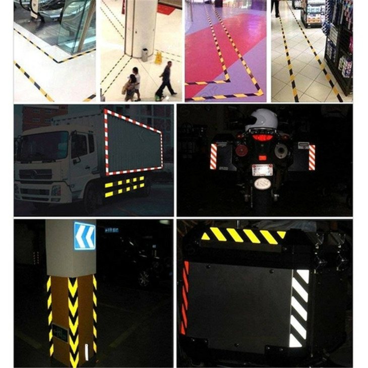 5X300Cm Önmagasztó Ragyogó Fényvisszaverő Biztonsági Figyelmeztető Szalag Autó Vörös És Fehér Ragyogó Reflektív Biztonsági Figyelmeztető Szalagcsepp