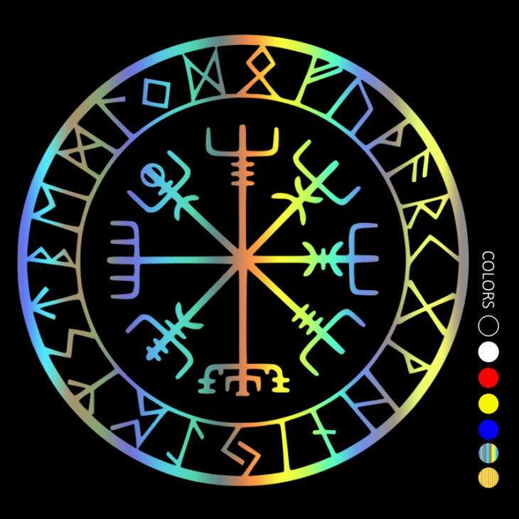 30635# Viking Protection Runes Vegvisir Maval Car Matrica Reflektív Matrica Vízálló Matricák A Hátsó Lökhárító Ablakon