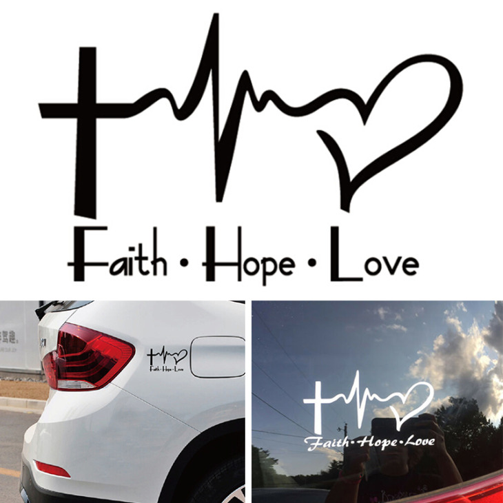 Faith Hope Love Love Vinyl Autó Matrica Jézus Keresztény Vallásos Biblia Vers Az Autó Ablak Dekorációhoz