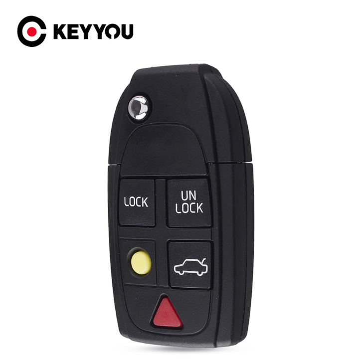 Keykou Új Csere 5 Gombok Távoli Flip Összecsukható Kulcshéj A Volvo Xc70 Xc90 V50 V70 S60 S80 C30 Fob Car Kulcs Cay -Hoz