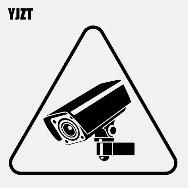 Yjzt 13.4Cm*11,8Cm Cool Cctv Figyelmeztető Jel Kamera Szerszám Vinil-Fekete/Ezüst Autó Matrica C22-0899