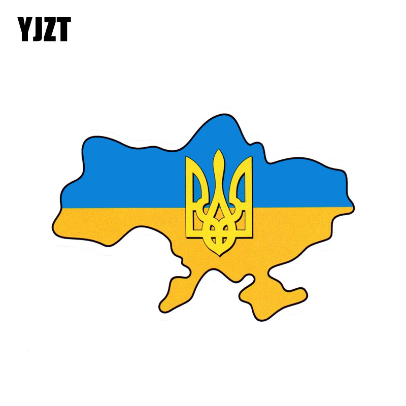 Yjzt 14.9Cm*10.3Cm Ukrajna Zászló Trident Car Static Map Mater Matrica Ukrán Autó Kiegészítők 6-0837