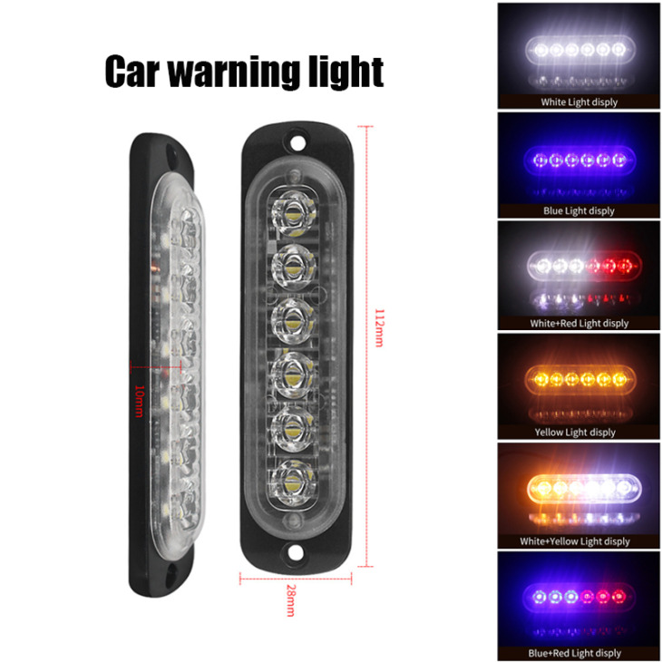 6Led Ultra Vékony Autó Oldalsó Jelölő Lámpák Teherautókhoz Strobe Lamp Led Mentőautó Rendőrség Villanó Vészhelyzeti Figyelmeztető Lámpák