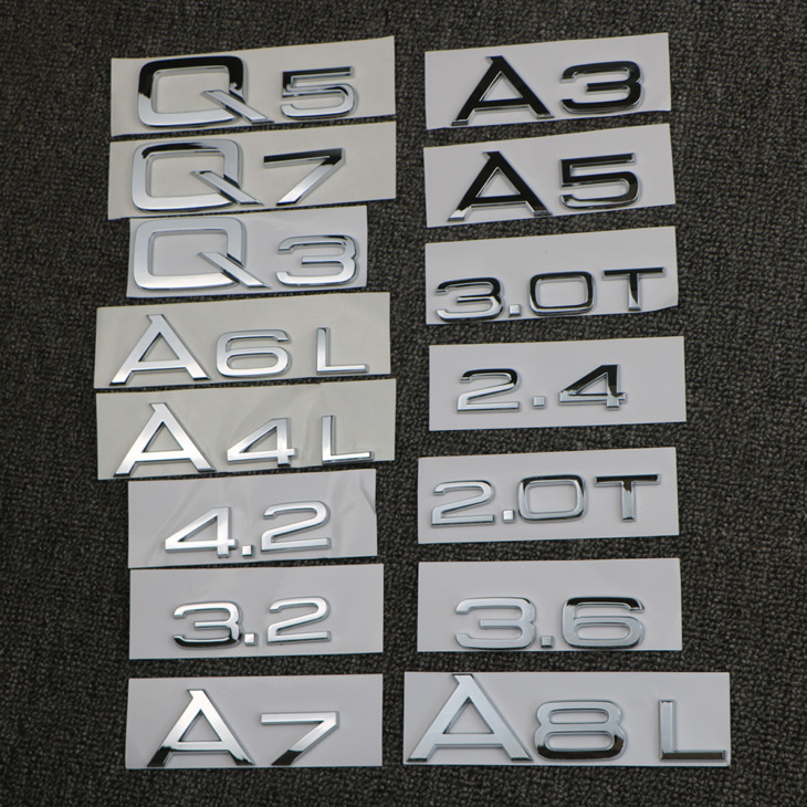 Audi A3 A4 A5 A6 A7 A8 A8 Q3 Q5 Q7 3.2 3.0T 2.0T 4,2 2,4 3,6 Hátsó Csomagtartó Embléma Badge Matrica Autó Elmozdulása