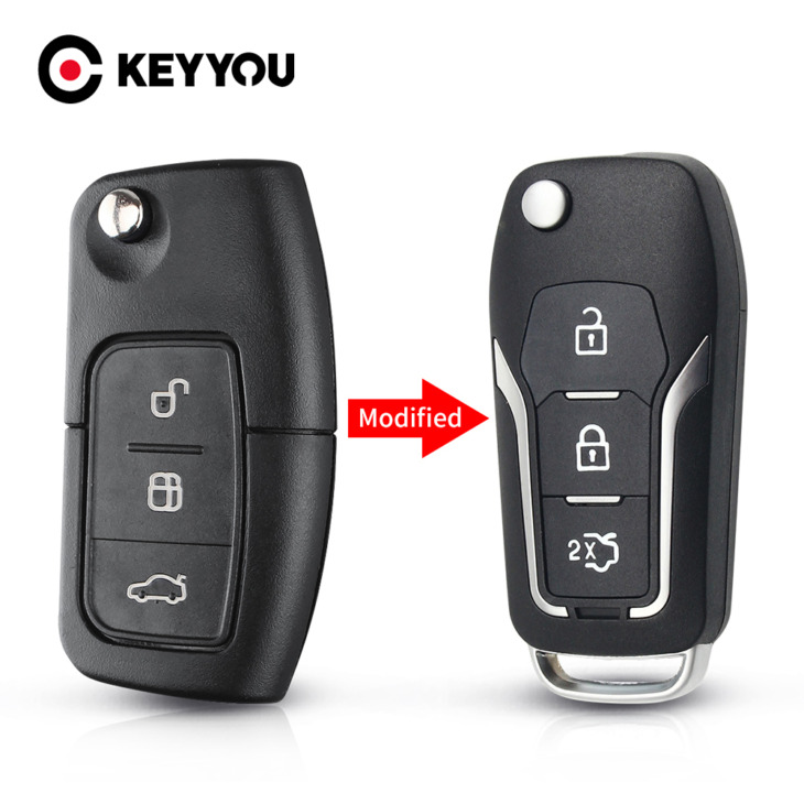 Keyyou A Ford Mondeo Fókuszhoz 2 3 Fiesta C Max S Max Galaxy Fob 3 Bt Módosított Eredeti Filp Car Remote Key Shell Housing Tok