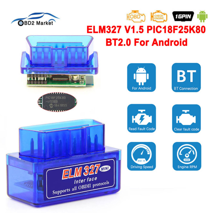 Mini Elm327 V1.5 Pic18F25K80 Obd2 Auto Tool Elm 327 V 1 5 Obd 2 Obdii Car Diagnostic Odb2 Adapter Bluetooth-Kompatibilis Szkenner