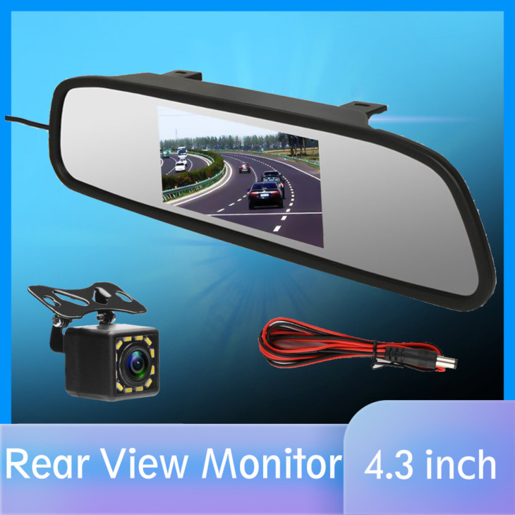 4.3 "Autó Visszapillantó Tükör Monitor Visszapillantó Kamera Tft-Ccd Video Auto Parking Kit 4 Led Éjszakai Látás Megfordító Autó Stílus