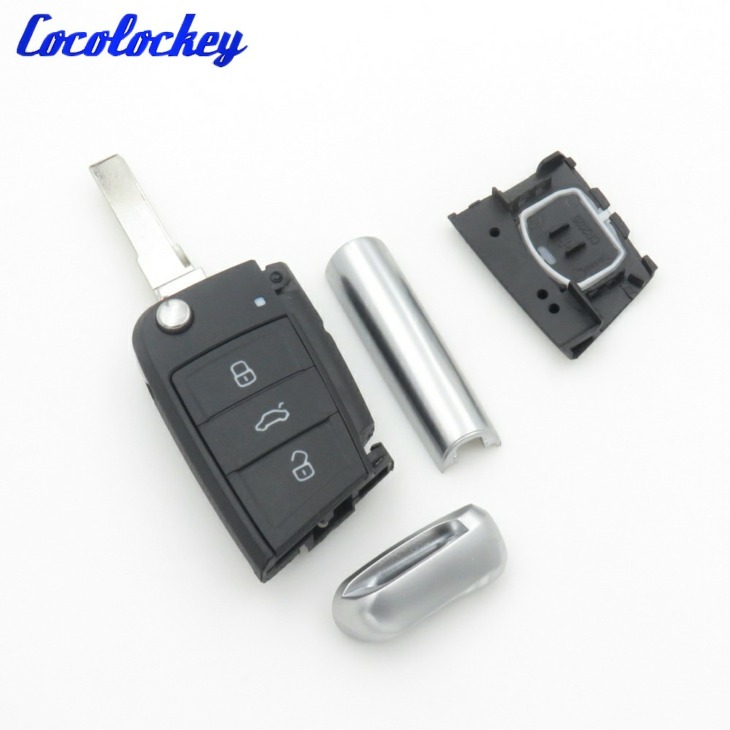 Cocolokey Flip Key Héj A Vw Gollf 7 Mk7 -Hez A Skoda Octavia A7 -Hez Az Ülés Távoli Keyless Auto Metal Rész Cseréjéhez