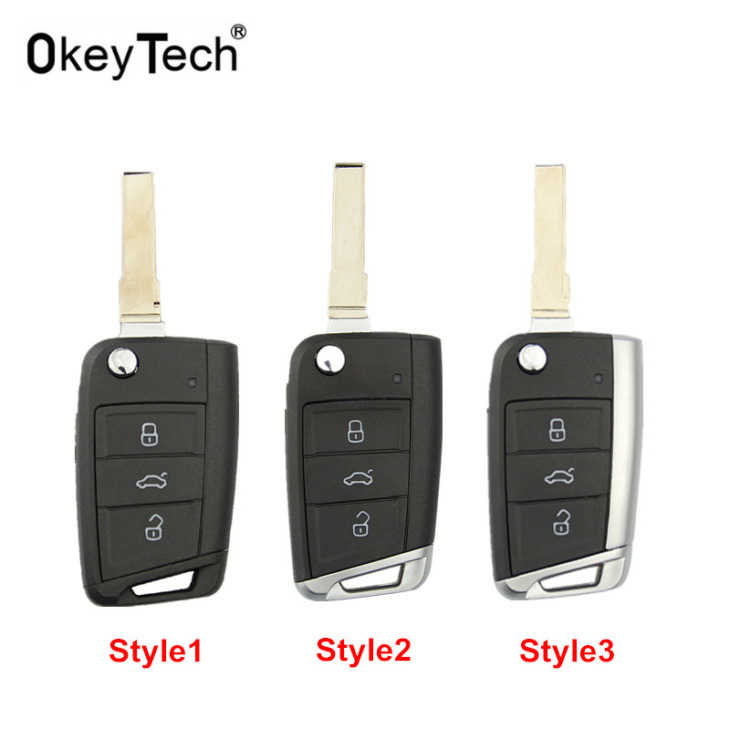 Okeytech Remote Switchblade Flip Car Key Héj A Volkswagen Vw Golf 7 4 5 Gti Mk7 Skoda Octavia A7 Ülésen Összecsukható Auto Key Cover
